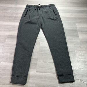Grunt Style Sweatpants Mens Large Gray Fleece Jogger Zip Pockets Patriotic Flag
